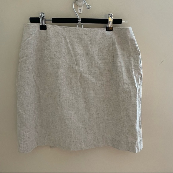 𝅺concept XXV Linen Blend Tan Heather 2 Button Closure Wrap Skirt, Size M - Picture 2 of 10